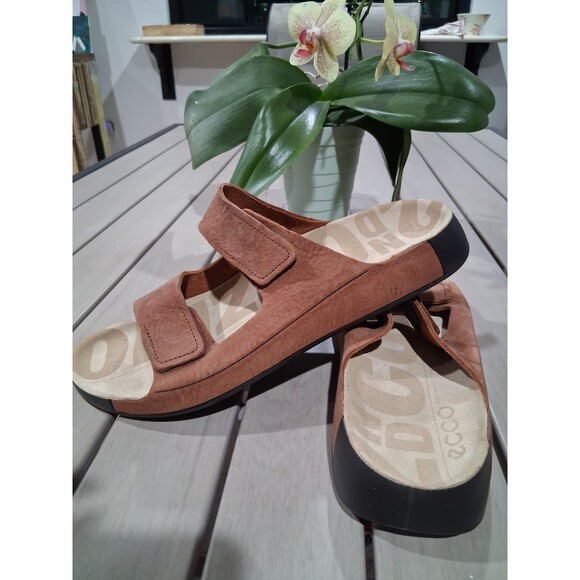 ECCO 2nd Cozmo Mens Sz EU 46 US 12-12.5 Brown 3 Band Ankle Open Toe Sandals SB6 main image 7